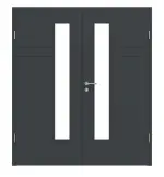 Frontansicht von Groove 78 LA 24 schlossseitig ProLine Lack Anthrazit RAL 7016 Doppelflügeltür inkl. Zarge - Hörmann