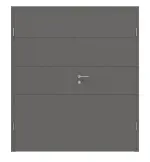 Frontansicht von HÖRMANN Doppelflügeltür Groove 93 Staubgrau RAL 7037 Lack DesignLine mit Zarge