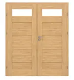 Frontansicht von CLASSEN Doppelflügeltür Havana M2 Eiche geölt 3D Look mit Lichtausschnitt inkl. Zarge