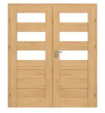 Frontansicht von CLASSEN Doppelflügeltür Havana M4 Eiche geölt 3D Look mit Lichtausschnitt inkl. Zarge