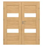 Frontansicht von CLASSEN Doppelflügeltür Havana M7 Eiche geölt 3D Look mit Lichtausschnitt inkl. Zarge