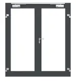 Frontansicht in db703 von Innentür-Set 2-flg. Aluminium Rohrrahmentür mit Feuerschutzfunktion HE321 mit LA-01 inkl. Blockzarge - Hörmann