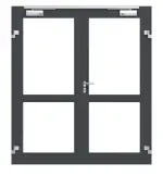 Frontansicht in db703 von Innentür-Set 2-flg. Aluminium Rohrrahmentür mit Feuerschutzfunktion HE321 mit LA-02 inkl. Blockzarge - Hörmann
