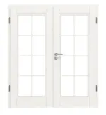 Frontansicht von Kontur 1 LA Sprosse 2/4 Classic Weißlack Doppelflügeltür inkl. Zarge - Huga