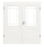 Frontansicht von Kontur 2 LA Lugano Classic Weißlack Doppelflügeltür inkl. Zarge - Huga