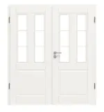 Frontansicht von Kontur 3 LA Sprosse 1/3 Classic Weißlack Doppelflügeltür inkl. Zarge - Huga