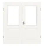 Frontansicht von LEBO Doppelflügeltür Kopenhagen 20 Weißlack mit Lichtausschnitt 1 LA mit Zarge