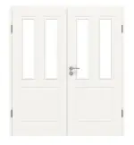 Frontansicht von LEBO Doppelflügeltür Kopenhagen 31 Weißlack mit Lichtausschnitt 2 LA mit Zarge