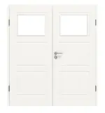 Frontansicht von LEBO Doppelflügeltür Kopenhagen 32 Weißlack mit Lichtausschnitt 1 LA mit Zarge