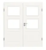 Frontansicht von LEBO Doppelflügeltür Kopenhagen 32 Weißlack mit Lichtausschnitt 2 LA mit Zarge