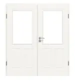 Frontansicht von LEBO Doppelflügeltür Kopenhagen 40 Weißlack mit Lichtausschnitt 1 LA mit Zarge