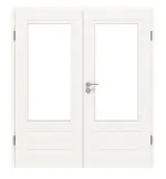 Frontansicht von LEBO Doppelflügeltür Kopenhagen 41 Weißlack mit Lichtausschnitt 1 LA mit Zarge