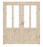 Frontansicht von Typ 6002-04-LA2 Kiefer Massivholz Doppelflügeltür inkl. Zarge - Radex
