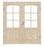 Frontansicht von Typ 6002-B-LA SPR 62 Kiefer Massivholz Doppelflügeltür inkl. Zarge - Radex