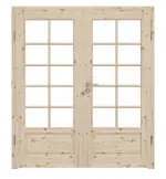 Frontansicht von Typ 6002-SP10 Kiefer Massivholz Doppelflügeltür inkl. Zarge - Radex