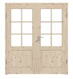 Frontansicht von Typ 6002-LA SPR 62 Kiefer Massivholz Doppelflügeltür inkl. Zarge - Radex