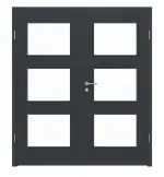 Frontansicht von LEBO Doppelflügeltür Cotton Like Anthrazit ähnl. RAL 7016 Versio mit Lichtausschnitt LA 11 inkl. Zarge