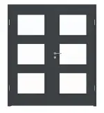 Frontansicht von LEBO Doppelflügeltür Ultramatt Anthrazit ähnl. RAL 7016 Versio mit Lichtausschnitt LA 11 inkl. Zarge