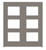 Frontansicht von LEBO Doppelflügeltür Ultramatt Taupe Versio mit Lichtausschnitt LA 11 inkl. Zarge