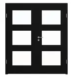 Frontansicht von LEBO Doppelflügeltür Ultramatt Schwarz ähnl. RAL 9005 Versio mit Lichtausschnitt LA 11 inkl. Zarge