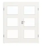 Frontansicht von LEBO Doppelflügeltür Ultramatt Weiß ähnl. RAL 9016 Versio mit Lichtausschnitt LA 11 inkl. Zarge