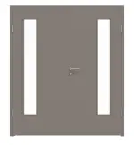 Frontansicht von LEBO Doppelflügeltür Ultramatt Taupe Versio mit Lichtausschnitt LA 24 bandseitig inkl. Zarge
