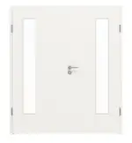 Frontansicht von LEBO Doppelflügeltür Ultramatt Weiß ähnl. RAL 9016 Versio mit Lichtausschnitt LA 24 bandseitig inkl. Zarge
