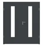 Frontansicht von LEBO Doppelflügeltür Ultramatt Anthrazit ähnl. RAL 7016 Versio mit Lichtausschnitt LA 24 mittig inkl. Zarge