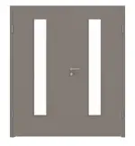 Frontansicht von LEBO Doppelflügeltür Ultramatt Taupe Versio mit Lichtausschnitt LA 24 mittig inkl. Zarge