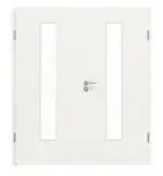 Frontansicht von LEBO Doppelflügeltür Ultramatt Weiß ähnl. RAL 9016 Versio mit Lichtausschnitt LA 24 mittig inkl. Zarge