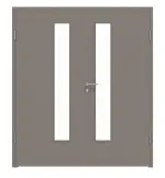 Frontansicht von LEBO Doppelflügeltür Ultramatt Taupe Versio mit Lichtausschnitt LA 24 schlossseitig inkl. Zarge