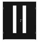 Frontansicht von LEBO Doppelflügeltür Ultramatt Schwarz ähnl. RAL 9005 Versio mit Lichtausschnitt LA 24 schlossseitig inkl. Zarge