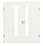 Frontansicht von LEBO Doppelflügeltür Ultramatt Weiß ähnl. RAL 9016 Versio mit Lichtausschnitt LA 24 schlossseitig inkl. Zarge