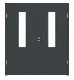 Frontansicht von LEBO Doppelflügeltür Ultramatt Anthrazit ähnl. RAL 7016 Versio mit Lichtausschnitt LA 4 mittig inkl. Zarge