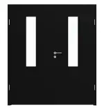 Frontansicht von LEBO Doppelflügeltür Ultramatt Schwarz ähnl. RAL 9005 Versio mit Lichtausschnitt LA 4 mittig inkl. Zarge