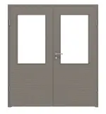 Frontansicht von LEBO Doppelflügeltür Strukturiert Taupe Versio mit Lichtausschnitt LA 7 inkl. Zarge