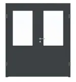 Frontansicht von LEBO Doppelflügeltür Ultramatt Anthrazit ähnl. RAL 7016 Versio mit Lichtausschnitt LA 7 inkl. Zarge