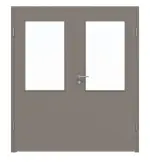 Frontansicht von LEBO Doppelflügeltür Ultramatt Taupe Versio mit Lichtausschnitt LA 7 inkl. Zarge