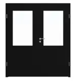 Frontansicht von LEBO Doppelflügeltür Ultramatt Schwarz ähnl. RAL 9005 Versio mit Lichtausschnitt LA 7 inkl. Zarge