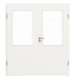 Frontansicht von LEBO Doppelflügeltür Ultramatt Weiß ähnl. RAL 9016 Versio mit Lichtausschnitt LA 7 inkl. Zarge