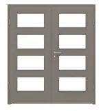 Frontansicht von LEBO Doppelflügeltür Strukturiert Taupe Versio mit Lichtausschnitt LA 9 inkl. Zarge