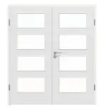 Frontansicht von LEBO Doppelflügeltür Cotton Like Weiß ähnl. RAL 9016 Versio mit Lichtausschnitt LA 9 inkl. Zarge