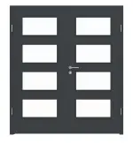 Frontansicht von LEBO Doppelflügeltür Ultramatt Anthrazit ähnl. RAL 7016 Versio mit Lichtausschnitt LA 9 inkl. Zarge