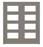 Frontansicht von LEBO Doppelflügeltür Ultramatt Taupe Versio mit Lichtausschnitt LA 9 inkl. Zarge