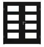 Frontansicht von LEBO Doppelflügeltür Ultramatt Schwarz ähnl. RAL 9005 Versio mit Lichtausschnitt LA 9 inkl. Zarge