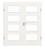 Frontansicht von LEBO Doppelflügeltür Ultramatt Weiß ähnl. RAL 9016 Versio mit Lichtausschnitt LA 9 inkl. Zarge