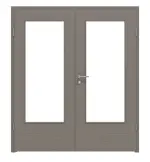 Frontansicht von LEBO Doppelflügeltür Strukturiert Taupe Versio mit Lichtausschnitt LA-DIN inkl. Zarge