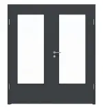 Frontansicht von LEBO Doppelflügeltür Ultramatt Anthrazit ähnl. RAL 7016 Versio mit Lichtausschnitt LA-DIN inkl. Zarge