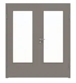 Frontansicht von LEBO Doppelflügeltür Ultramatt Taupe Versio mit Lichtausschnitt LA-DIN inkl. Zarge