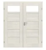 Frontansicht von CLASSEN Doppelflügeltür Lukka M2 Esche Weiß 3D Look mit Lichtausschnitt inkl. Zarge